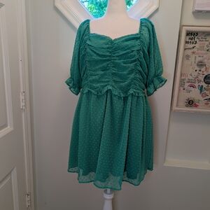 Teal Ruched Dress